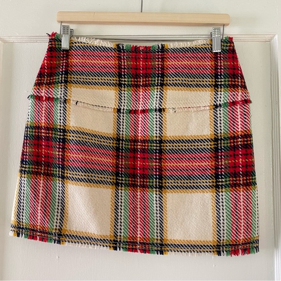 J. CREW Vintage Wool Plaid Mini Skirt size 4 - Picture 3 of 7